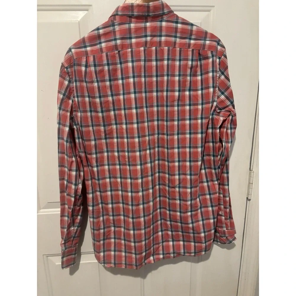 J Crew Oxford Button Up Shirt‎ Large Flex Washed Plaid Long Sleeve Dress Casual